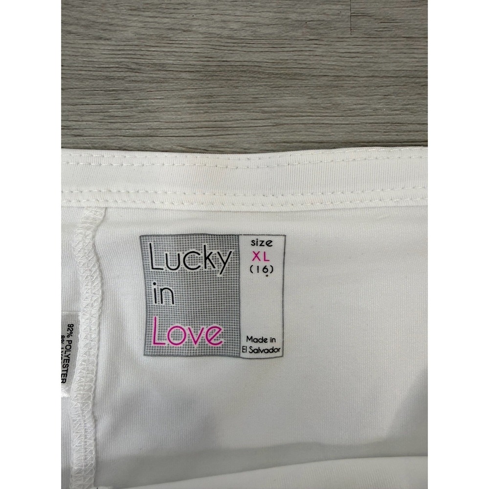Lucky In Love Tennis Pickleball Skirt Skort XL White Rainbow Tie Dye Tier Ruffle - Picture 3 of 6